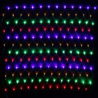 LED Lichternetz Lichterkette 1,5 * 1,5 m 144 LED bunt mit Controller verschiedene Leucht und Blinkmodi