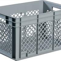 Transport stacking container 80l PP gray Perforated side walls Grip handle