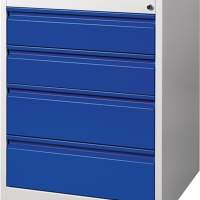 Schubladenschrank BK 600, H800xB600xT600mm, grau/blau 4 Schubladen