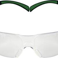 Safety goggles temples black green, clear PC lens, EN166 EN170