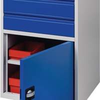 Schubladenschrank BK 600, H1000xB600xT600mm, grau/blau 3 Schubladen