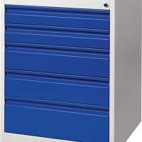 Schubladenschrank BK 600, H800xB600xT600mm, grau/blau 5 Schubladen