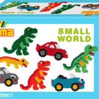 HAMA Bügelperlen Midi - Geschenkpackung kleine Welt Dinosaurier & Auto blau 2000