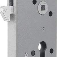 sliding door mortise lock PZW 20/55/60/8 mm, silver ktg. face plate 205mm