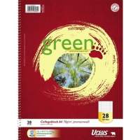 Ursus Collegeblock Green DIN A4 70g kariert/Rand 160Blatt