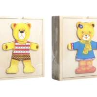 SpielMaus wooden dress-up bear box, 2-assorted, 12 pieces