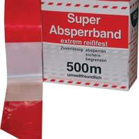 Absperrband L.500m B.80mm rot/weiß im Spenderkarton